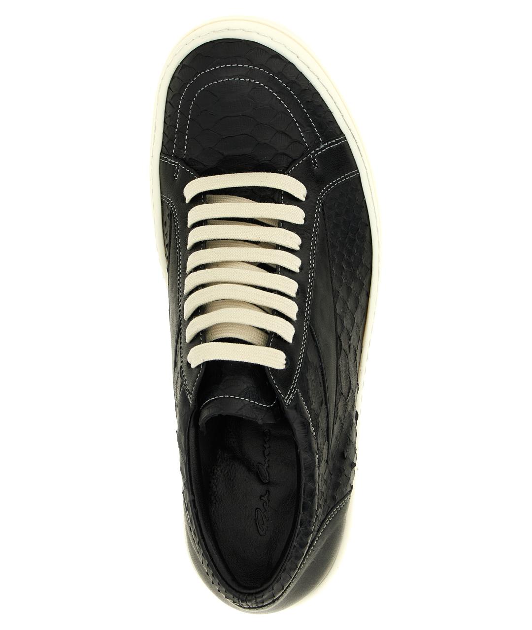 RICK OWENS Черные кожаные низкие кроссовки / кеды, фото 4