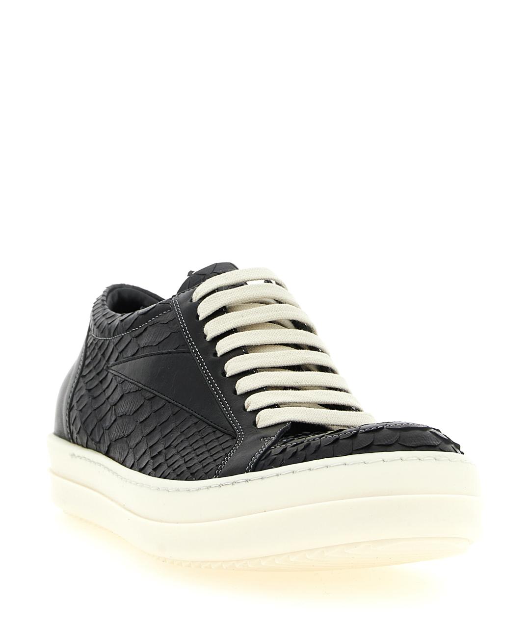 RICK OWENS Черные кожаные низкие кроссовки / кеды, фото 2