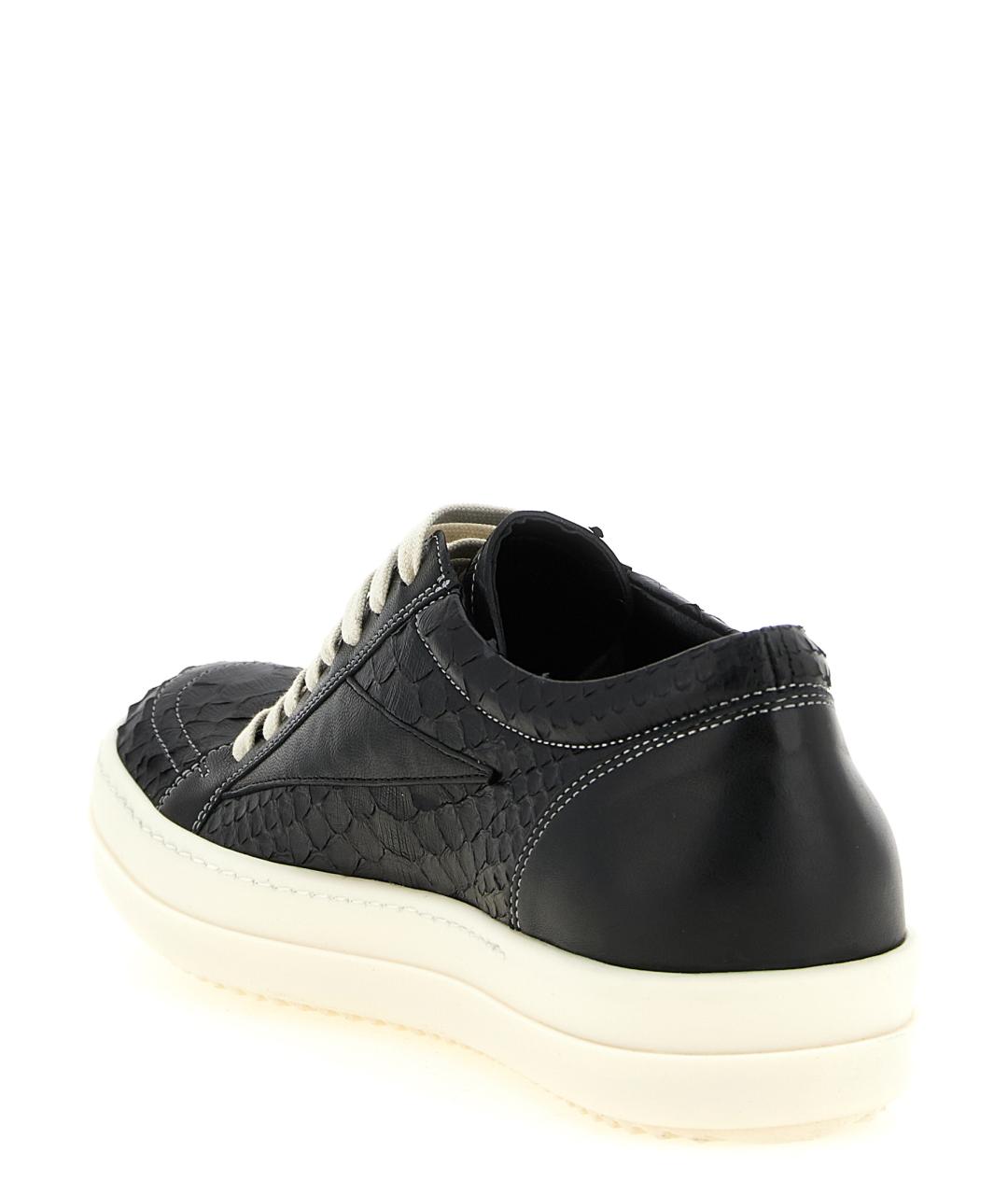 RICK OWENS Черные кожаные низкие кроссовки / кеды, фото 3