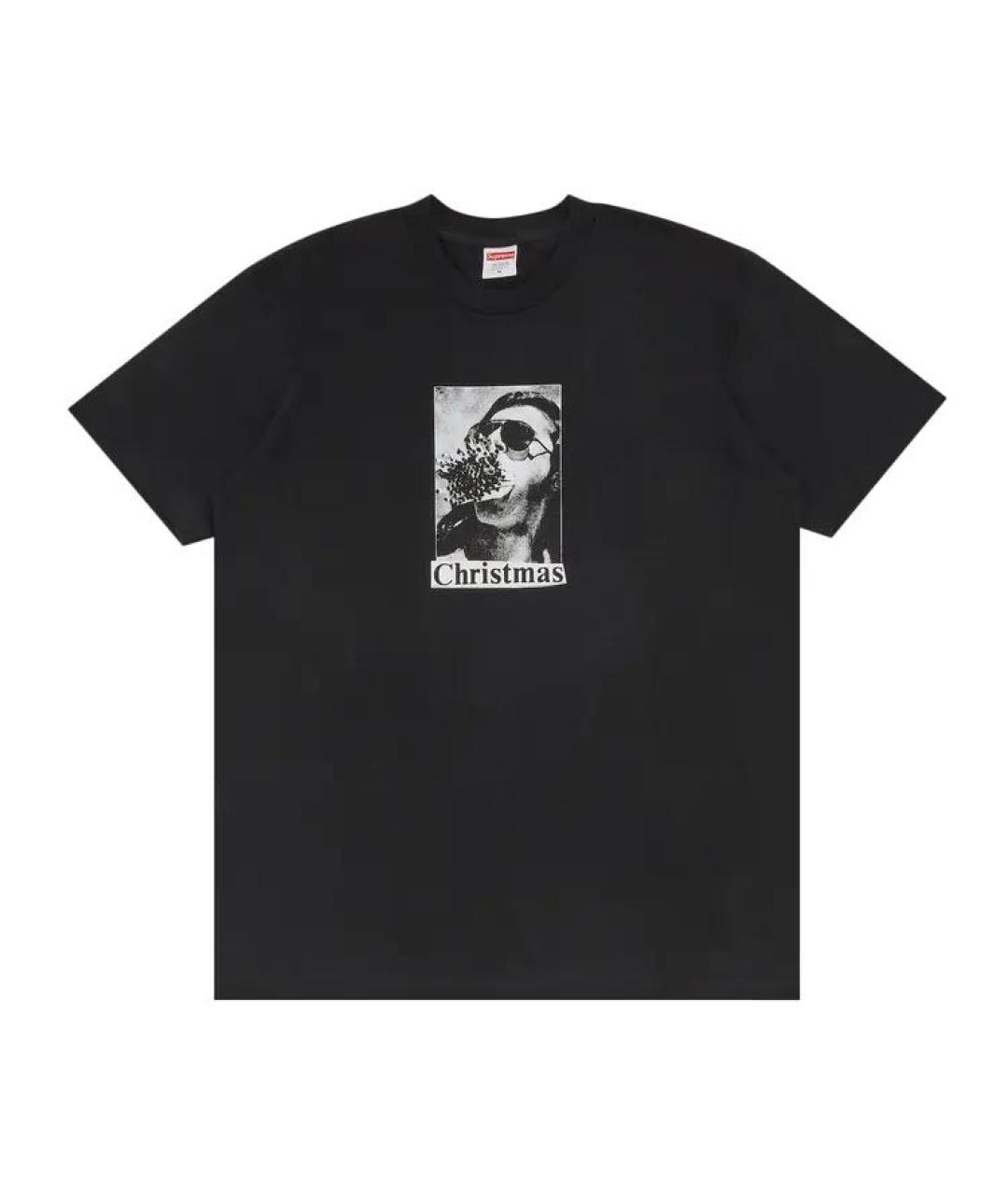 SUPREME Черная хлопковая футболка, фото 4