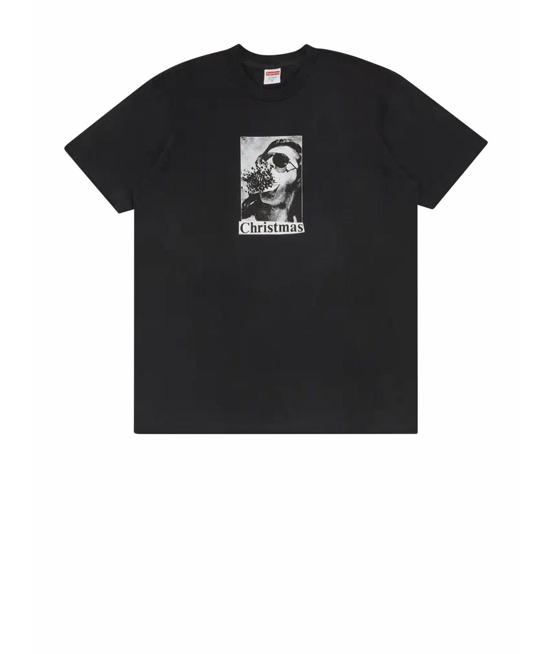 SUPREME Черная хлопковая футболка, фото 1