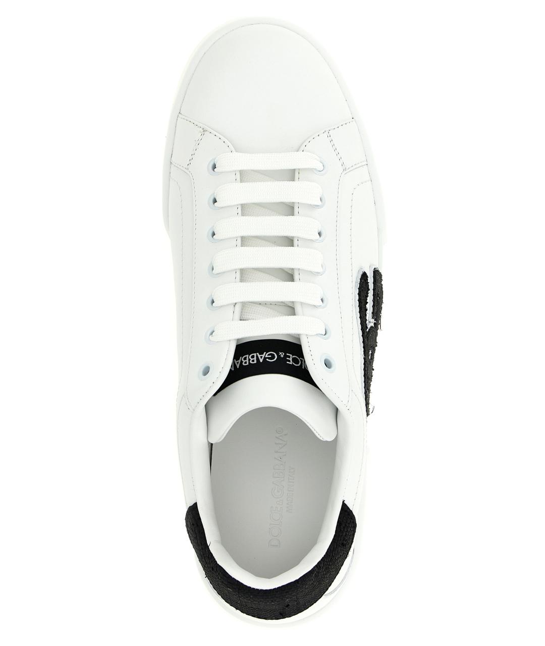 DOLCE&GABBANA Белые кожаные низкие кроссовки / кеды, фото 4
