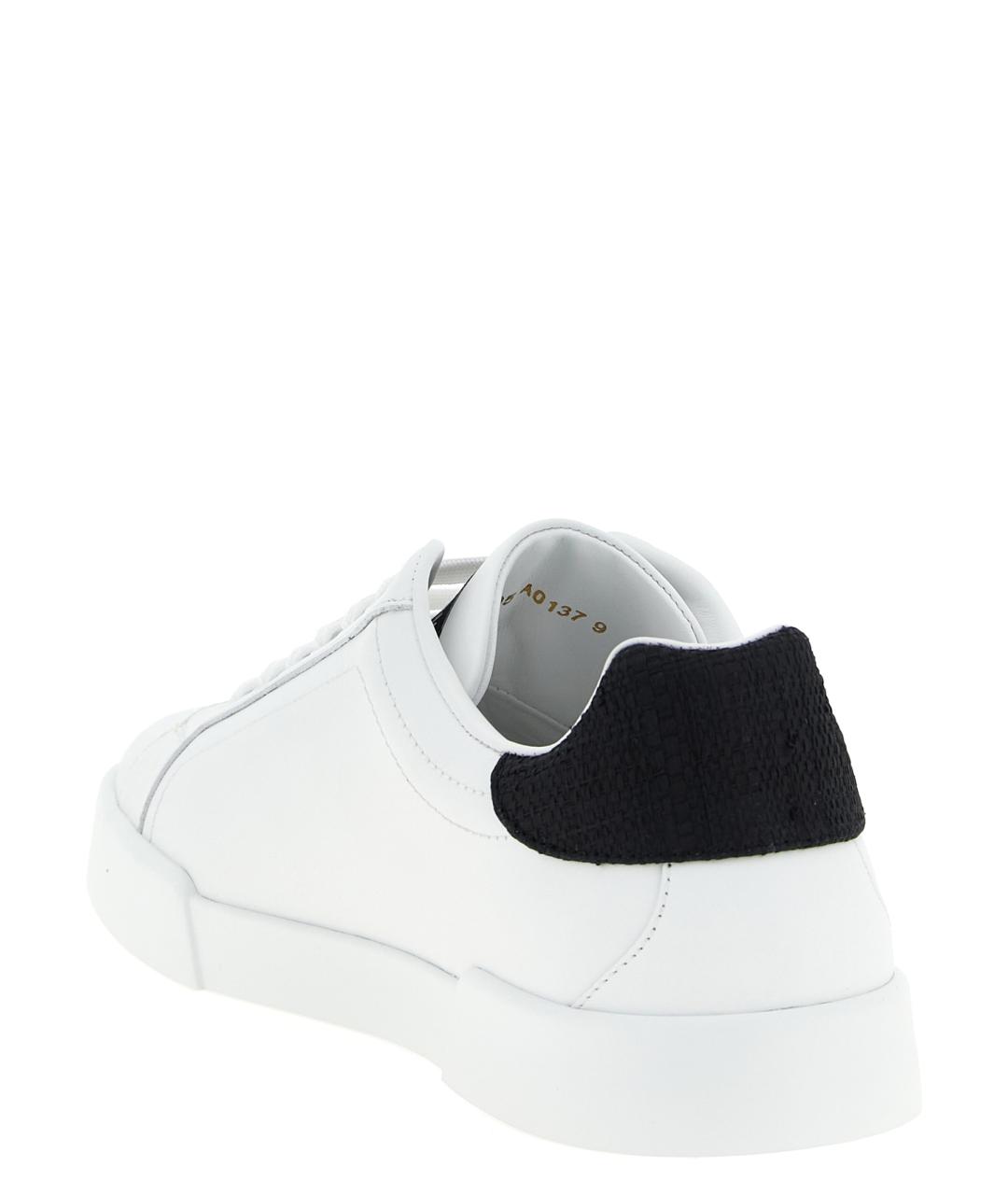 DOLCE&GABBANA Белые кожаные низкие кроссовки / кеды, фото 3