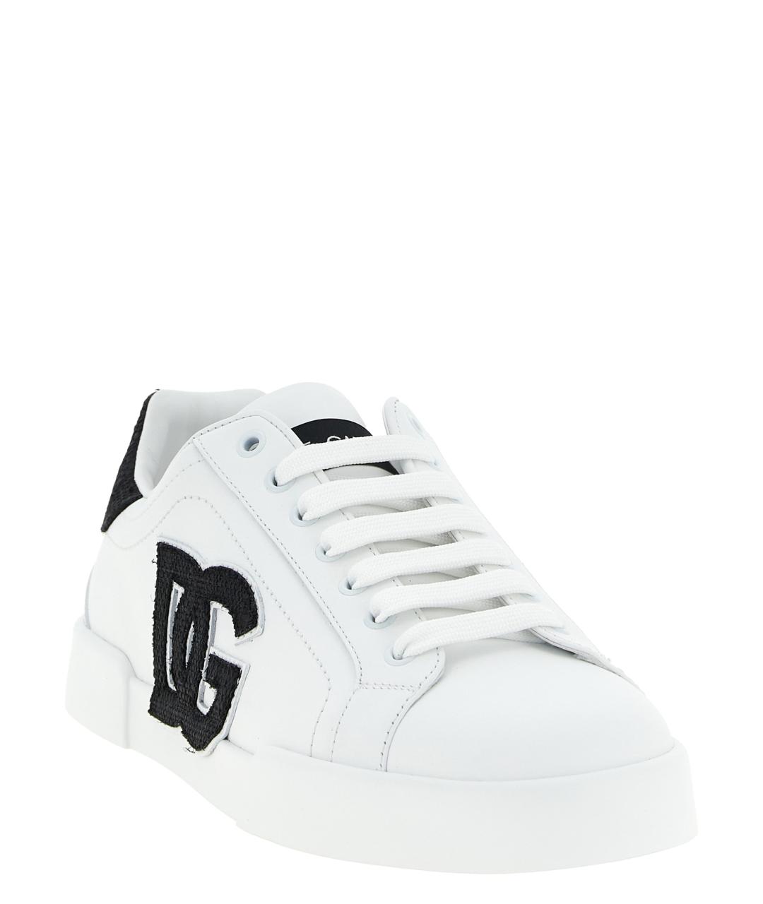 DOLCE&GABBANA Белые кожаные низкие кроссовки / кеды, фото 2