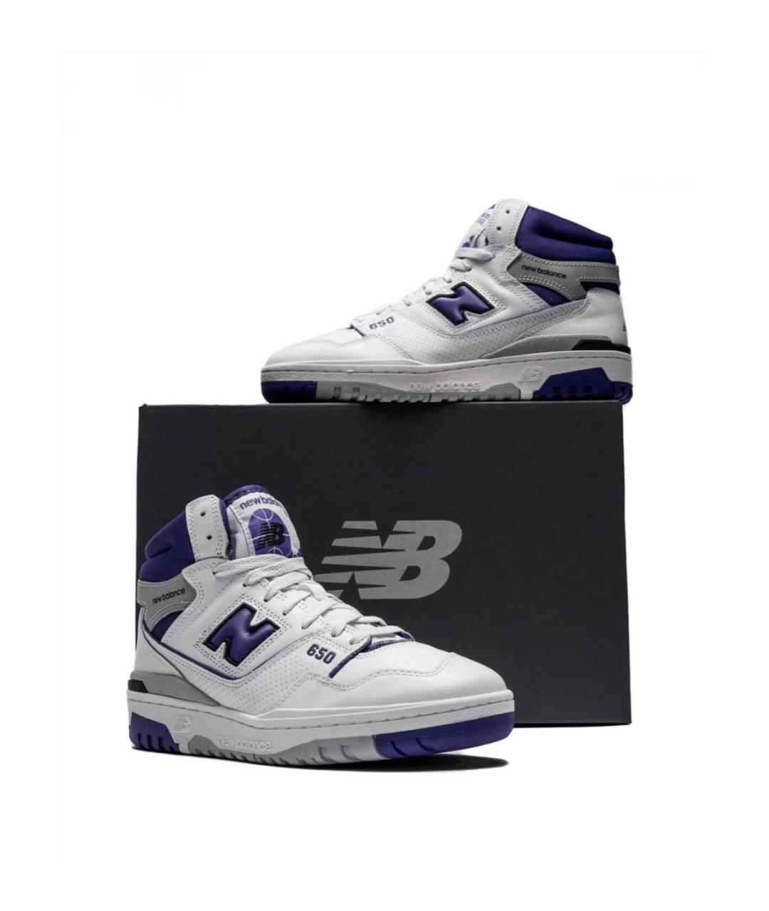 NEW BALANCE Фиолетовые кожаные высокие кроссовки / кеды, фото 4