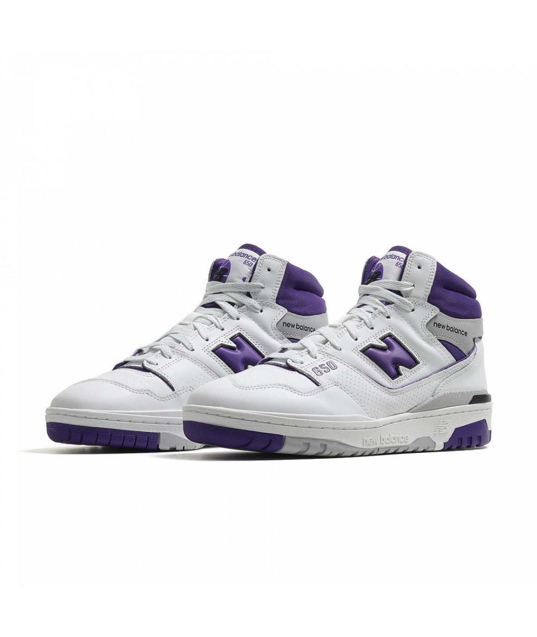 NEW BALANCE Фиолетовые кожаные высокие кроссовки / кеды, фото 2