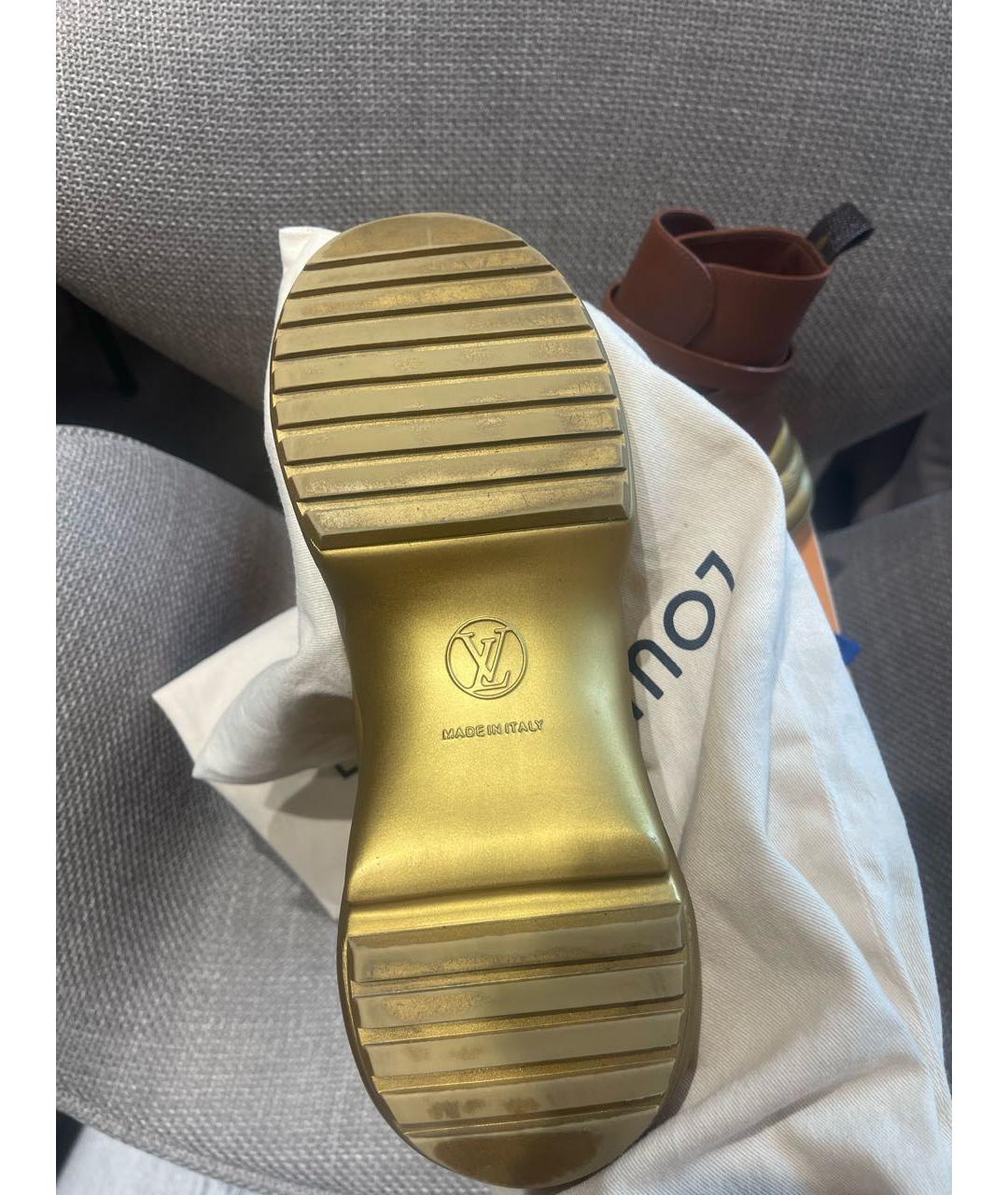 LOUIS VUITTON Коричневые кожаные кроссовки, фото 5