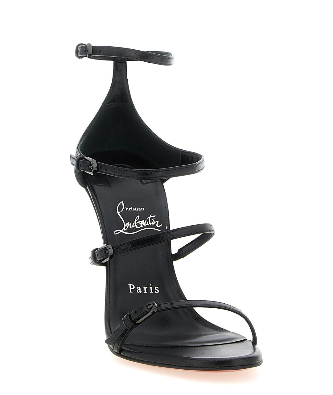 CHRISTIAN LOUBOUTIN Черные кожаные босоножки, фото 2