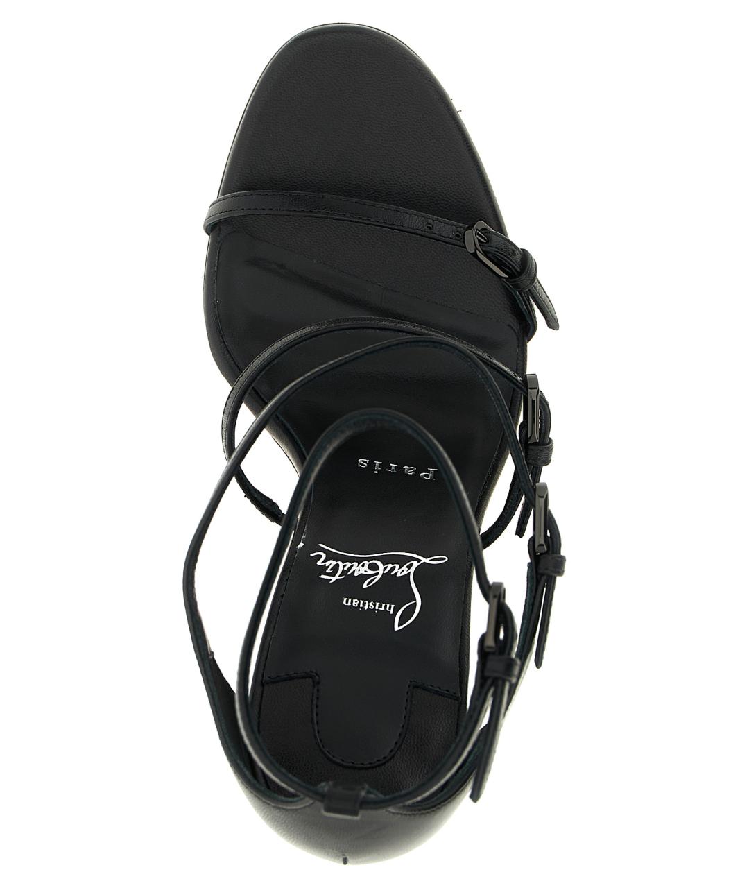 CHRISTIAN LOUBOUTIN Черные кожаные босоножки, фото 4