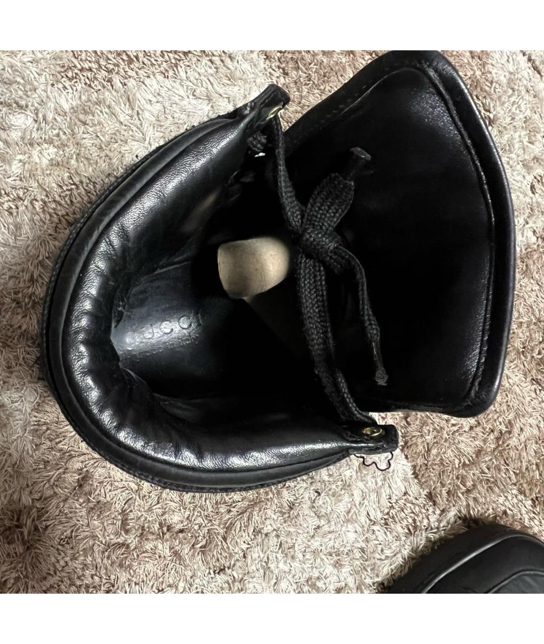 GUCCI Черные кожаные высокие кроссовки / кеды, фото 3