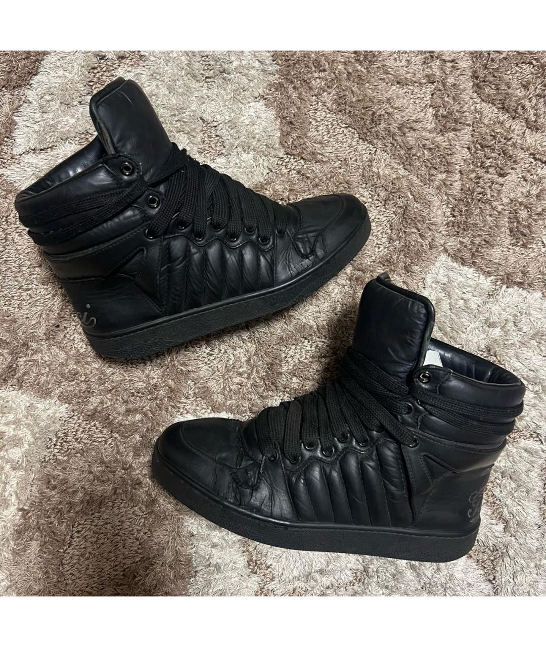 GUCCI Черные кожаные высокие кроссовки / кеды, фото 7