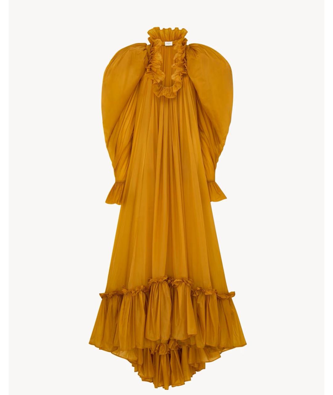 SAINT LAURENT Горчичное вечернее платье, фото 4