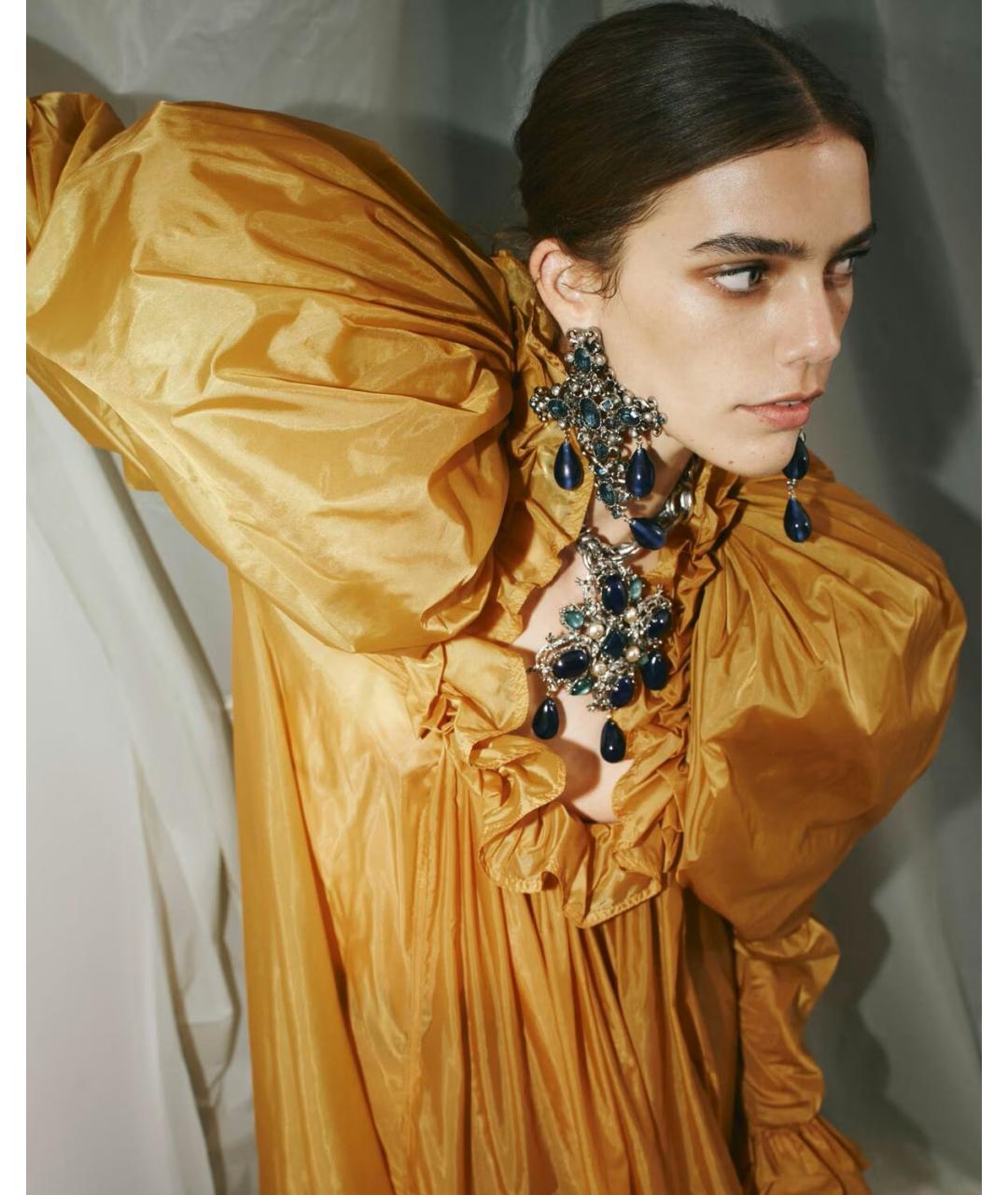 SAINT LAURENT Горчичное вечернее платье, фото 3