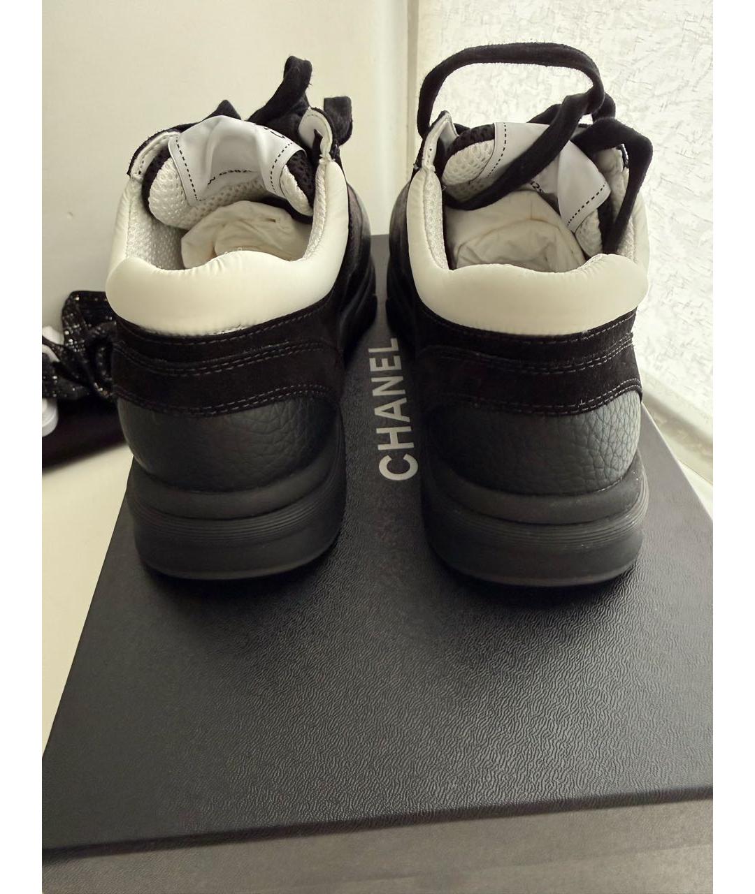 CHANEL Черные кожаные кроссовки, фото 4