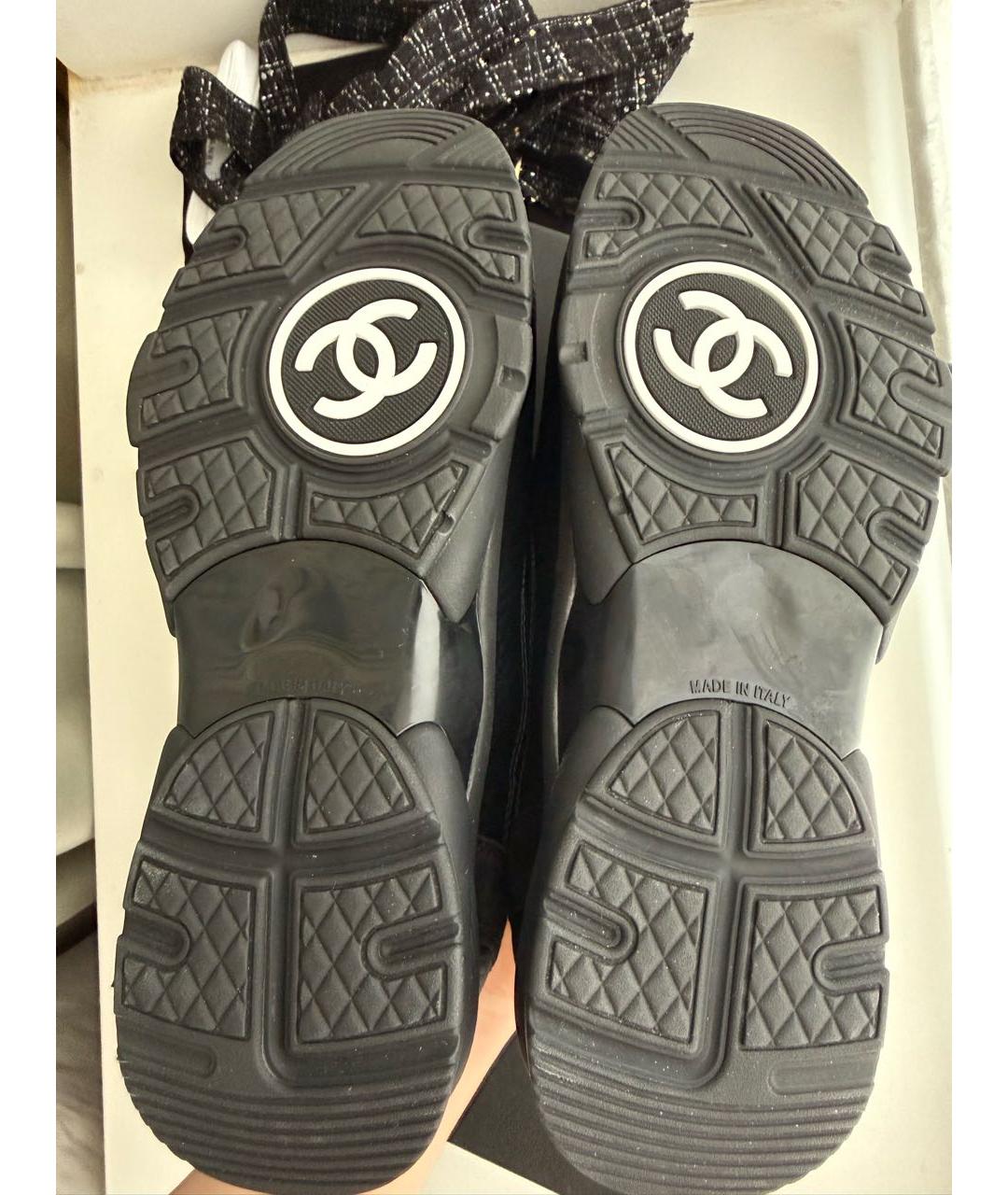 CHANEL Черные кожаные кроссовки, фото 5