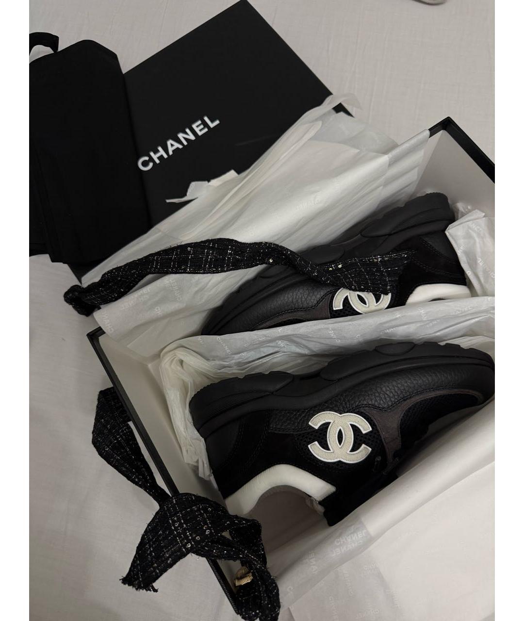 CHANEL Черные кожаные кроссовки, фото 6