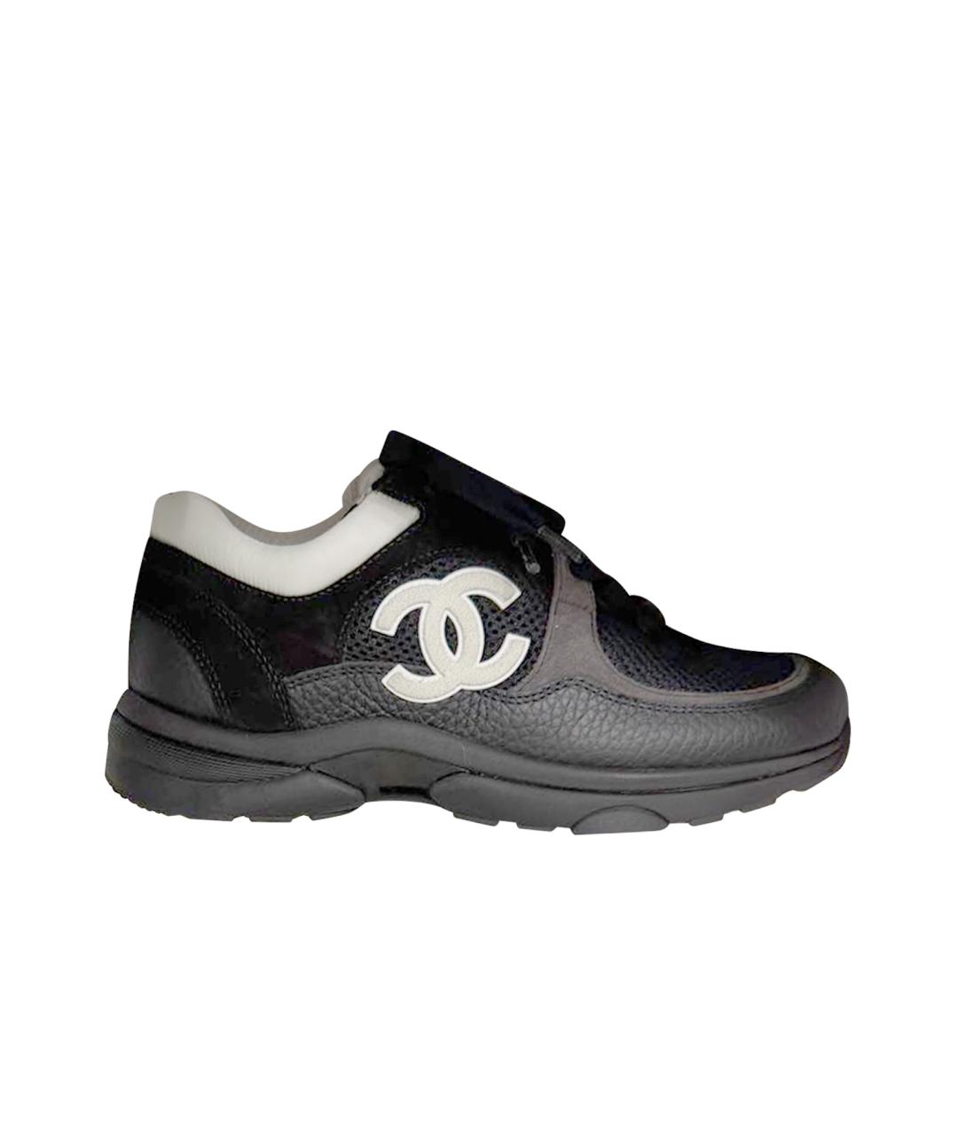 CHANEL Черные кожаные кроссовки, фото 1