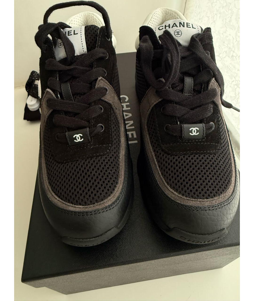 CHANEL Черные кожаные кроссовки, фото 2