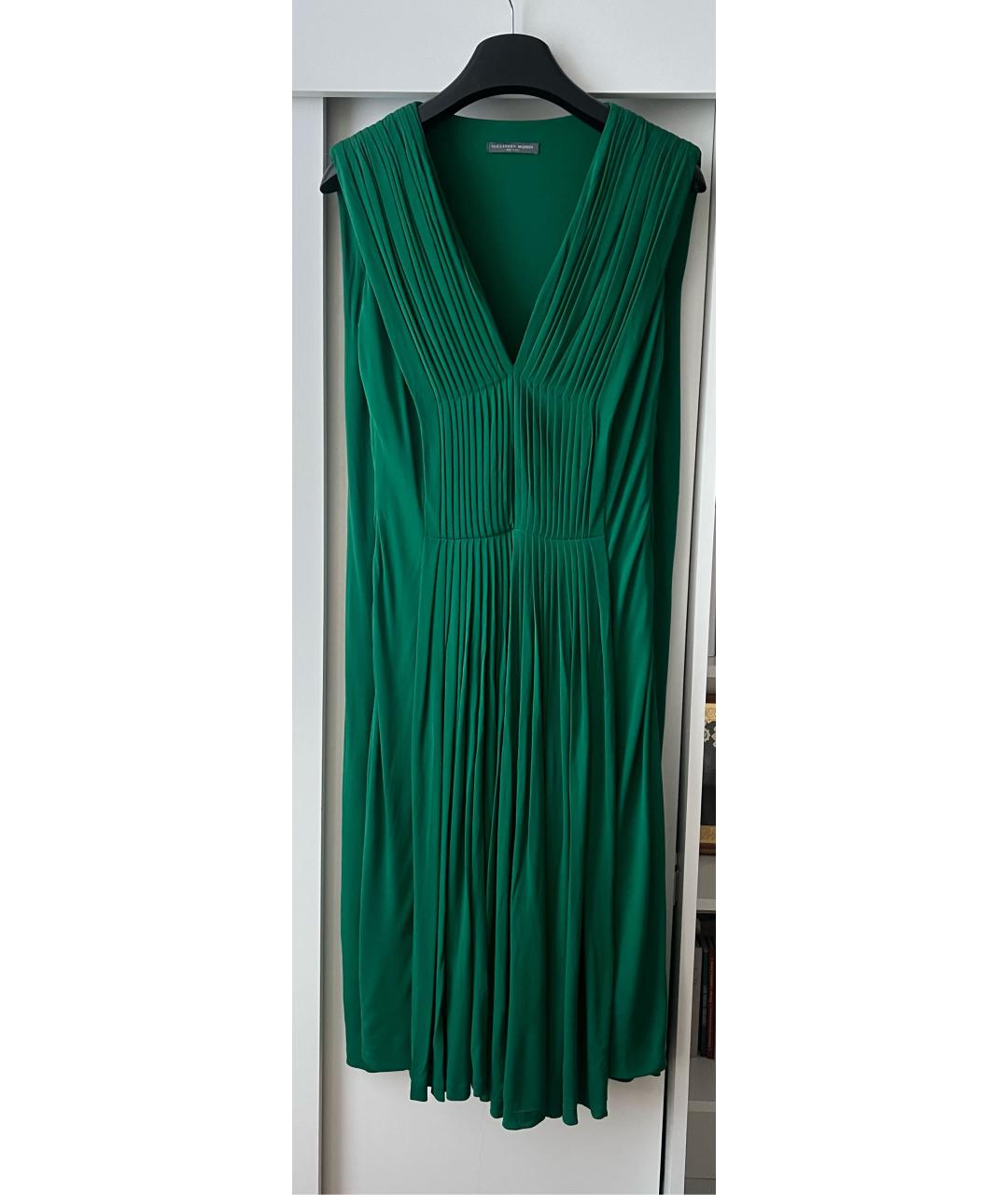 ALEXANDER MCQUEEN Зеленые вискозное вечернее платье, фото 9