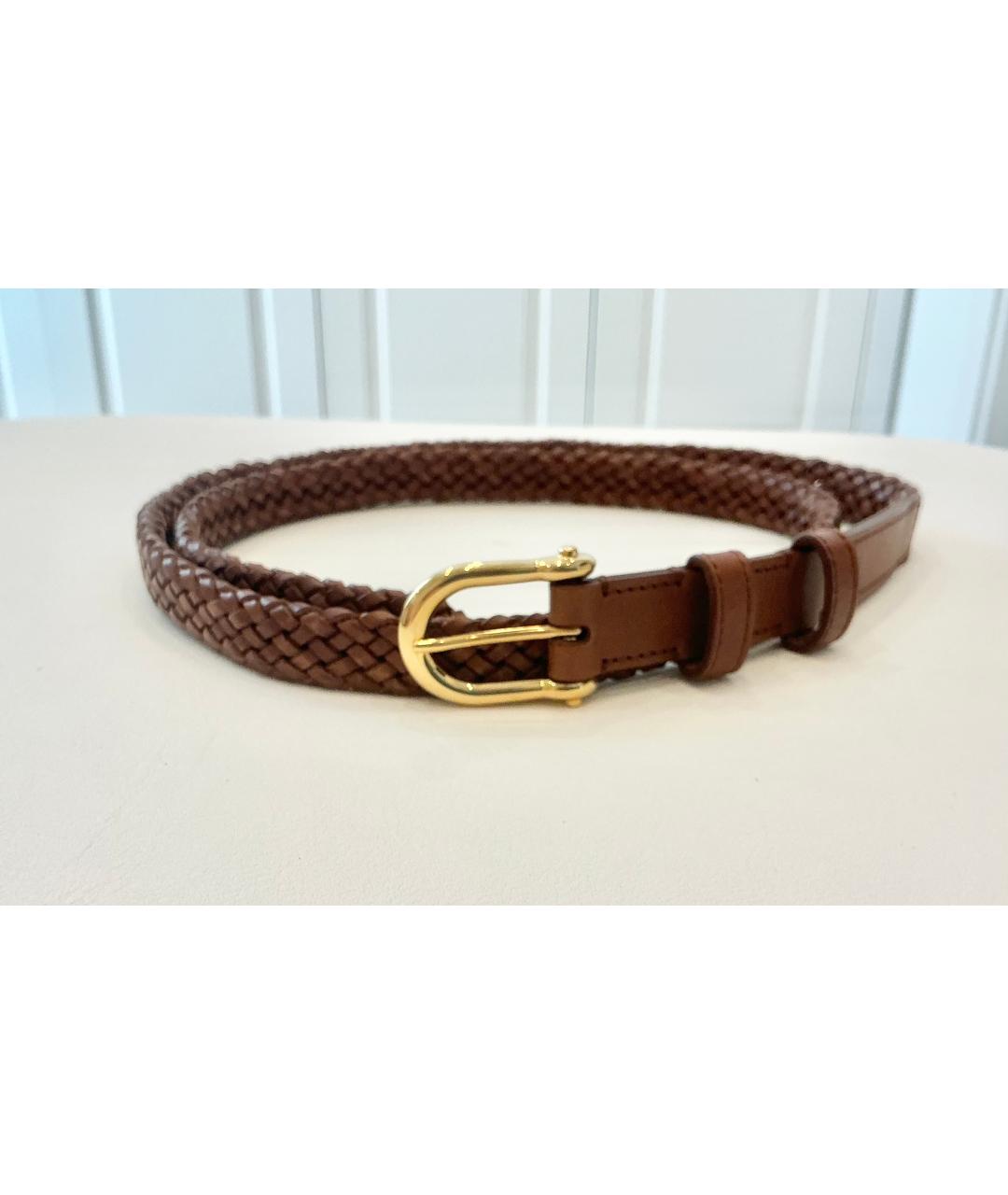 CELINE Коричневый кожаный ремень, фото 5