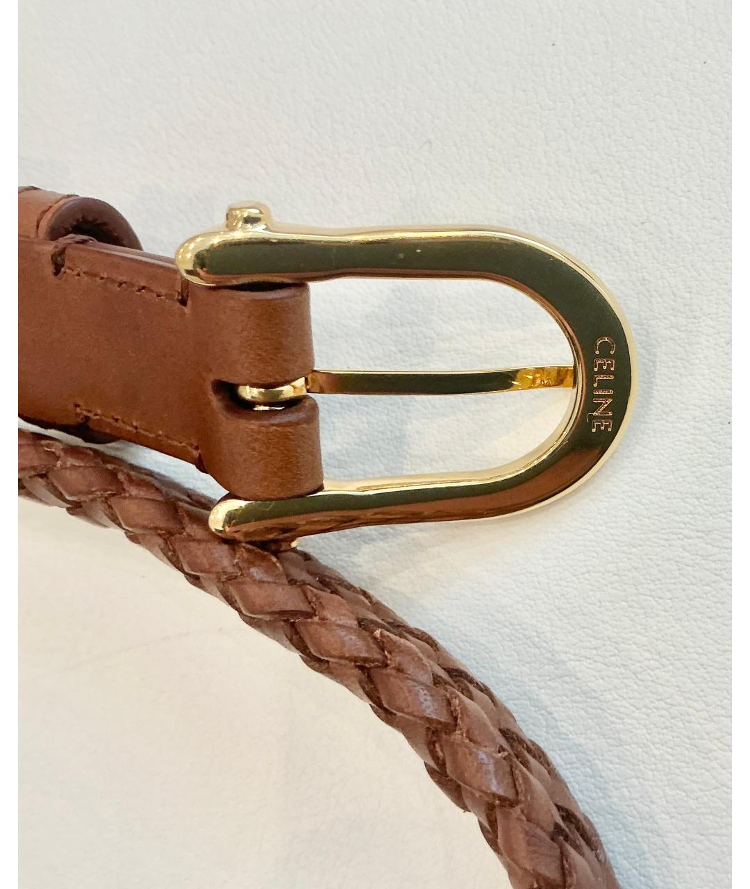 CELINE Коричневый кожаный ремень, фото 2