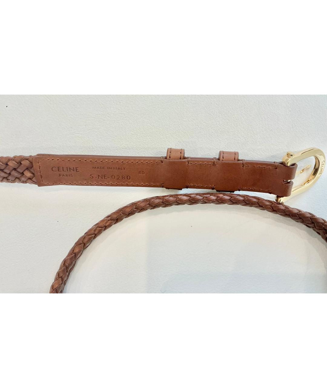 CELINE Коричневый кожаный ремень, фото 3