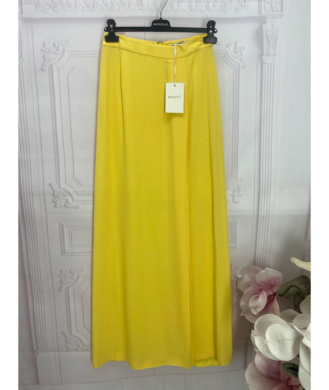 MANTU Желтая ацетатная юбка макси, фото 5