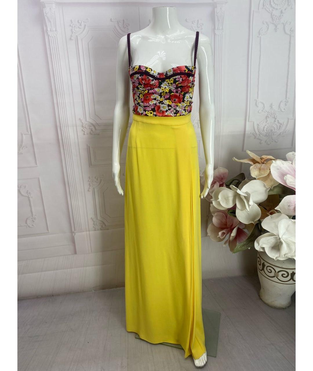 MANTU Желтая ацетатная юбка макси, фото 6