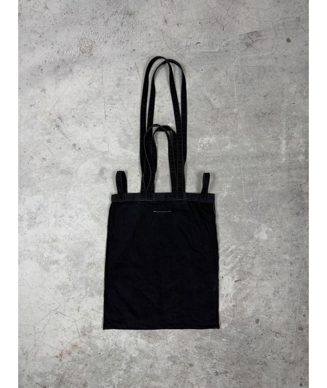 MM6 MAISON MARGIELA Черная хлопковая сумка тоут, фото 3