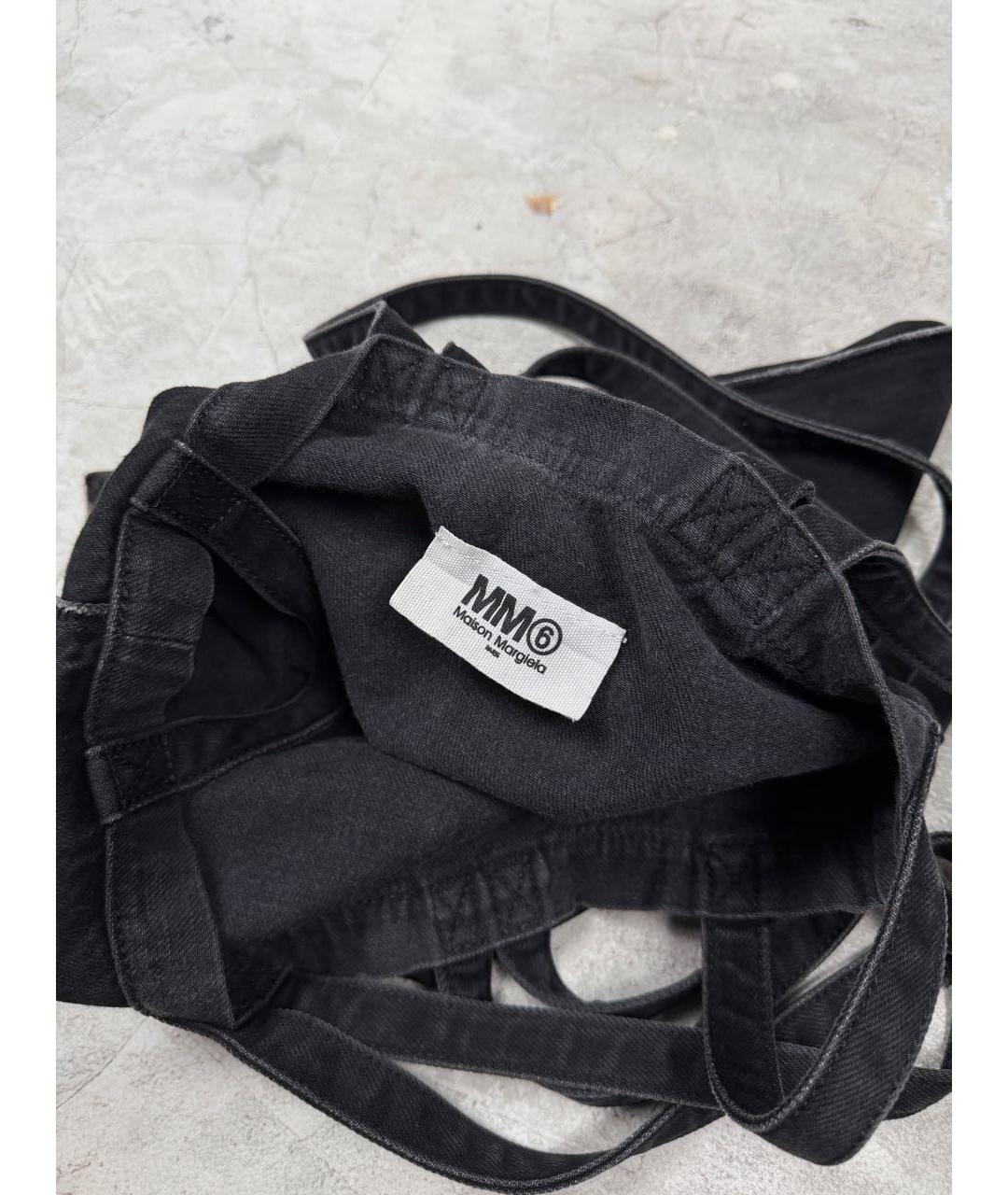 MM6 MAISON MARGIELA Черная хлопковая сумка тоут, фото 5