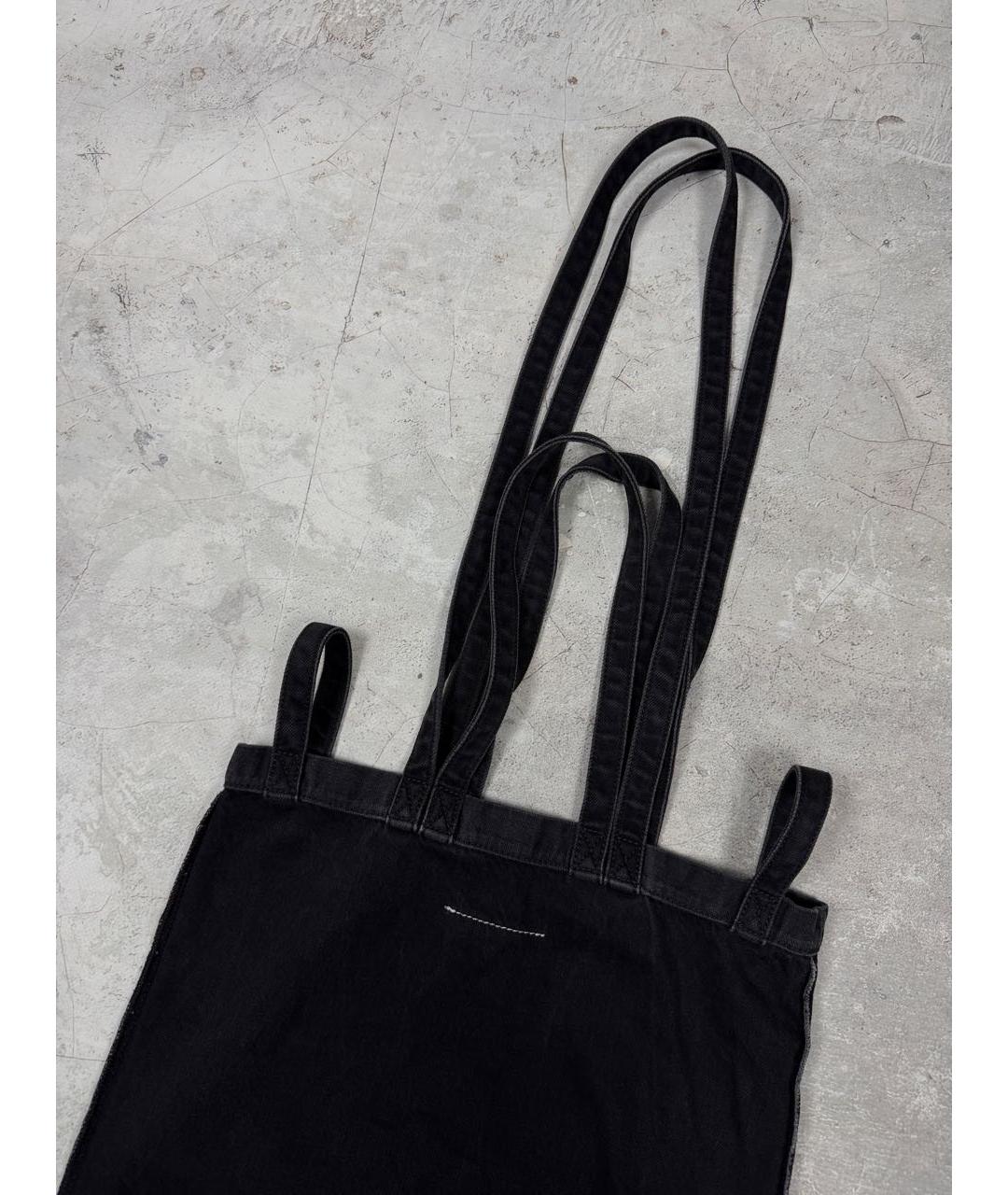 MM6 MAISON MARGIELA Черная хлопковая сумка тоут, фото 4