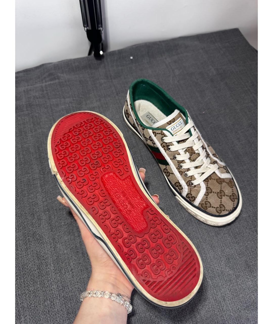 GUCCI Бежевые низкие кроссовки / кеды, фото 6