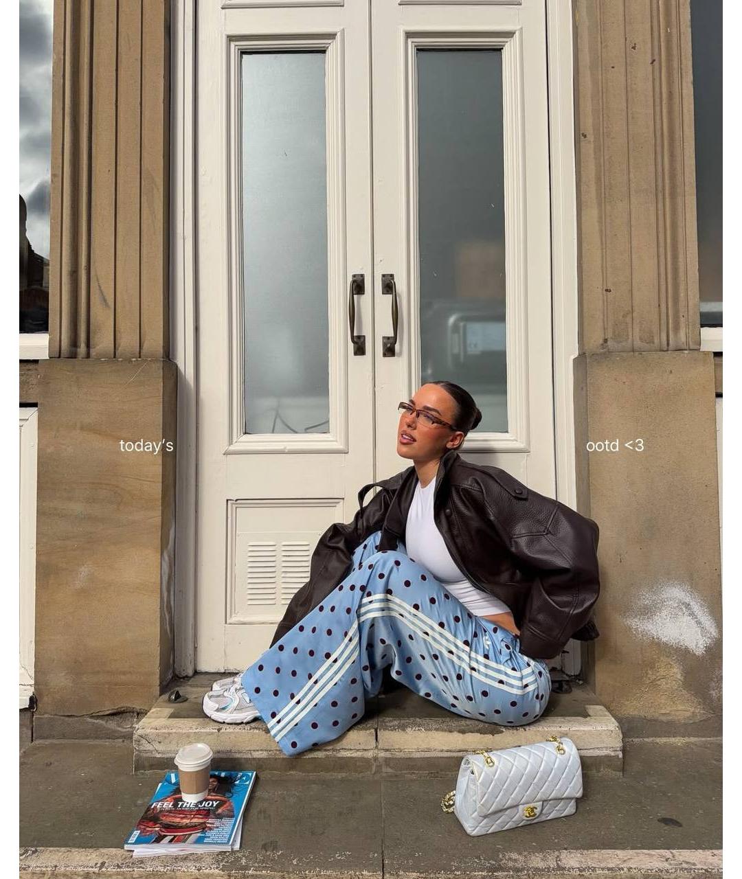 ADIDAS Голубые полиэстеровые брюки широкие, фото 6