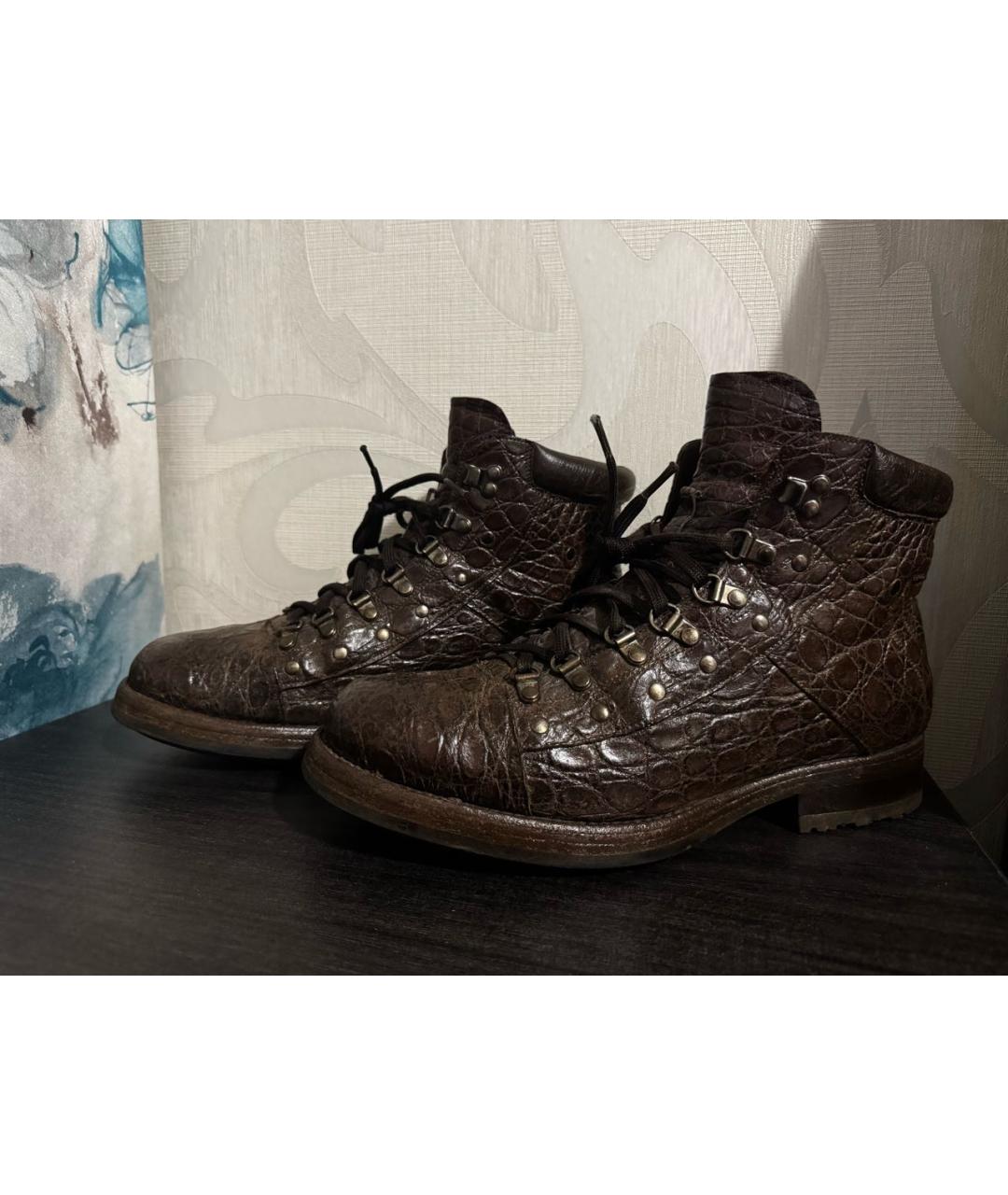 PRADA Коричневые высокие ботинки из экзотической кожи, фото 7