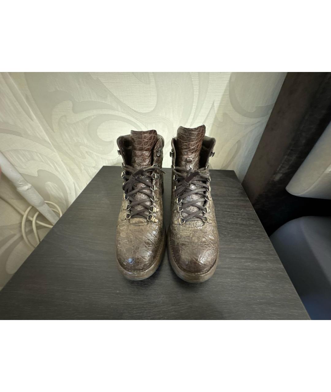 PRADA Коричневые высокие ботинки из экзотической кожи, фото 2