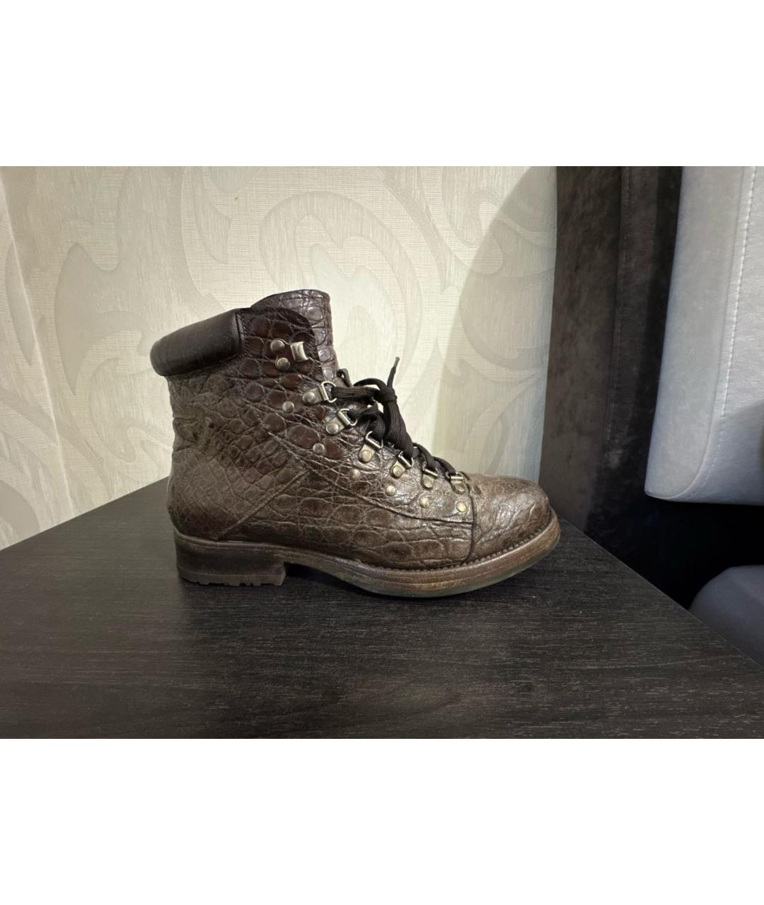 PRADA Коричневые высокие ботинки из экзотической кожи, фото 8