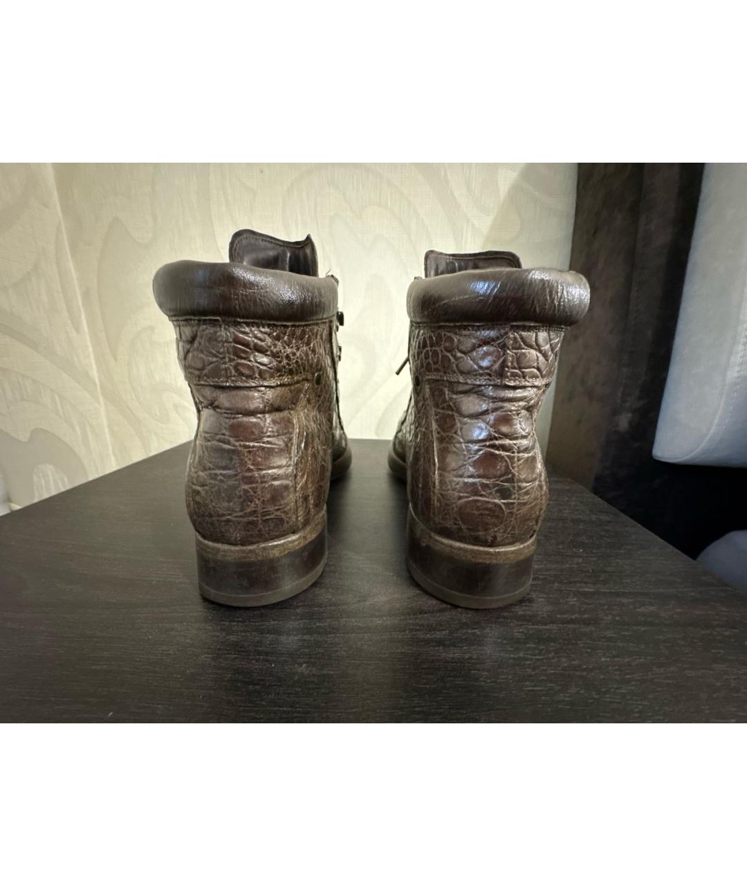 PRADA Коричневые высокие ботинки из экзотической кожи, фото 4
