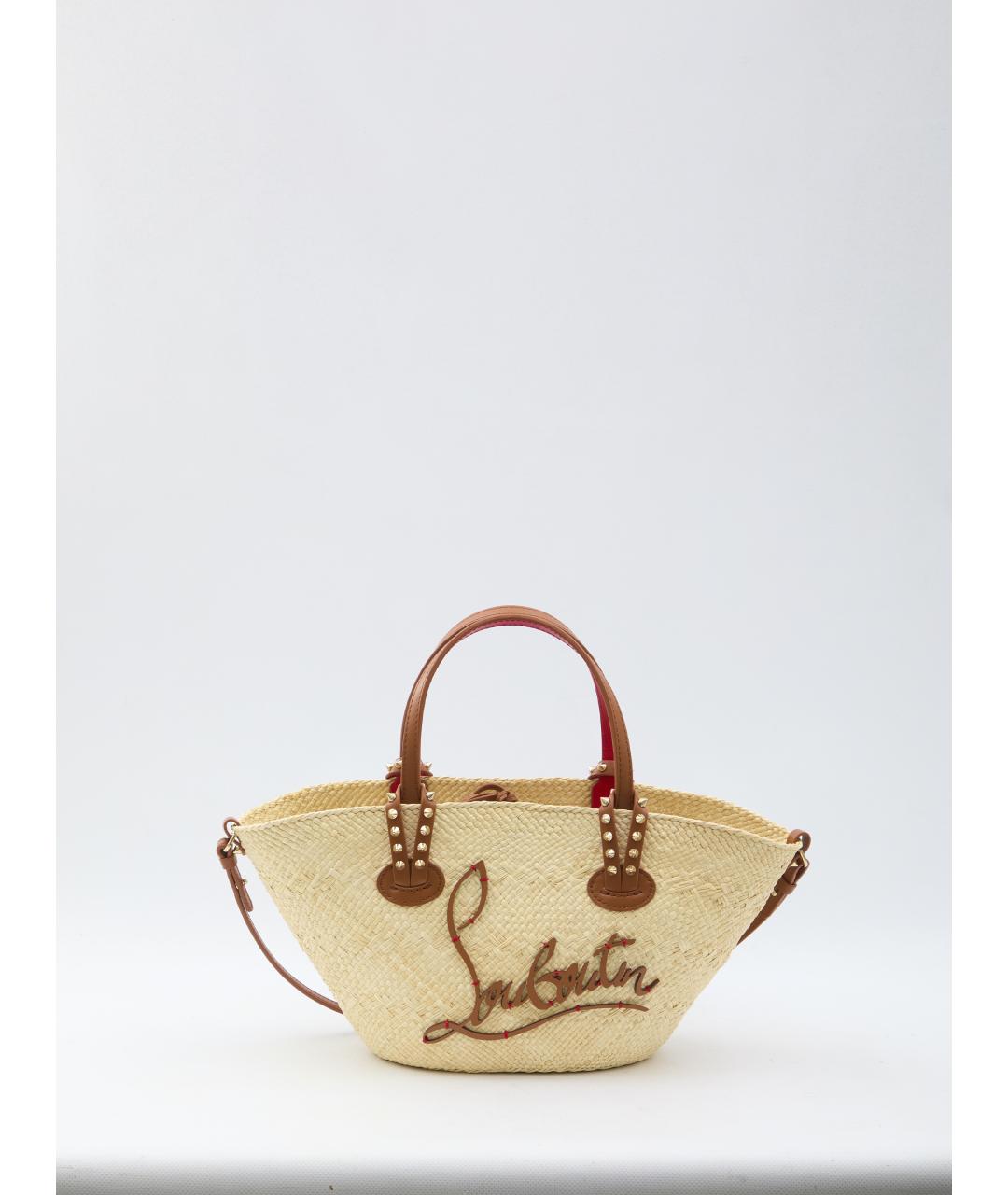 CHRISTIAN LOUBOUTIN Бежевая пелетеная сумка тоут, фото 5