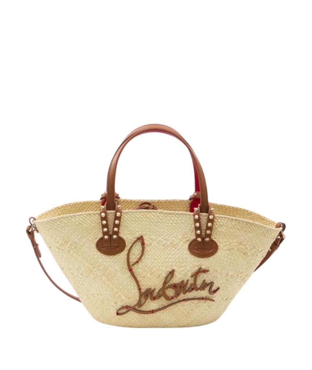 CHRISTIAN LOUBOUTIN Бежевая пелетеная сумка тоут, фото 1