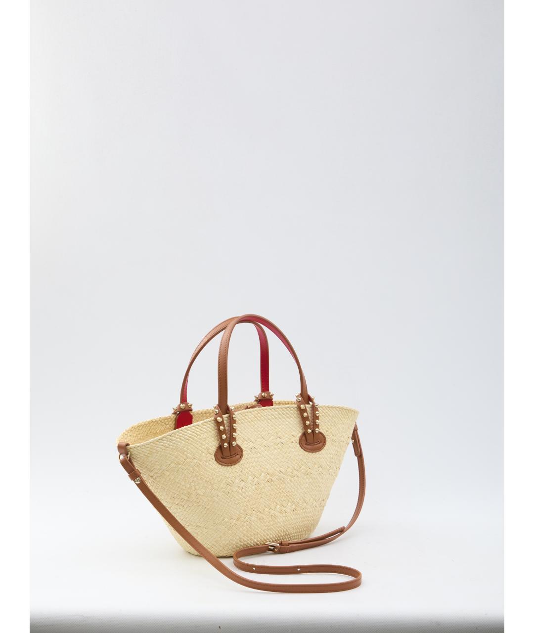 CHRISTIAN LOUBOUTIN Бежевая пелетеная сумка тоут, фото 2