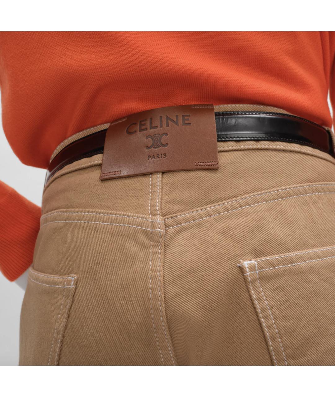 CELINE Бежевые хлопковые прямые джинсы, фото 4