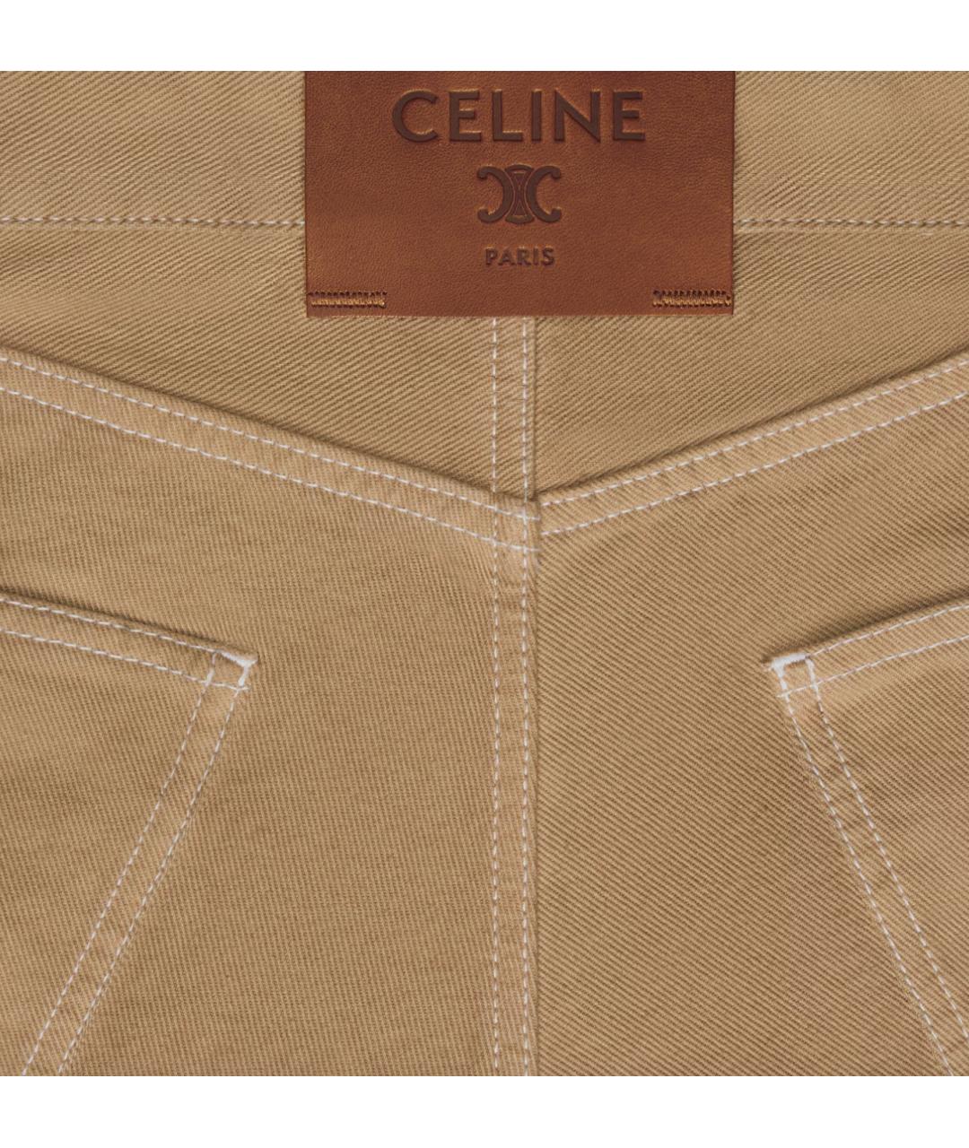 CELINE Бежевые хлопковые прямые джинсы, фото 6