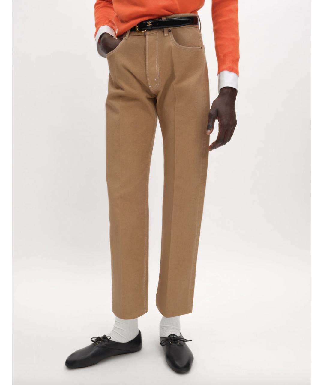 CELINE Бежевые хлопковые прямые джинсы, фото 2