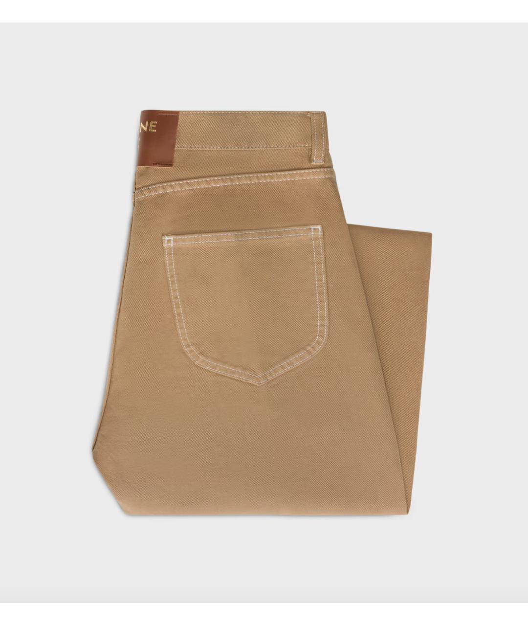 CELINE Бежевые хлопковые прямые джинсы, фото 5