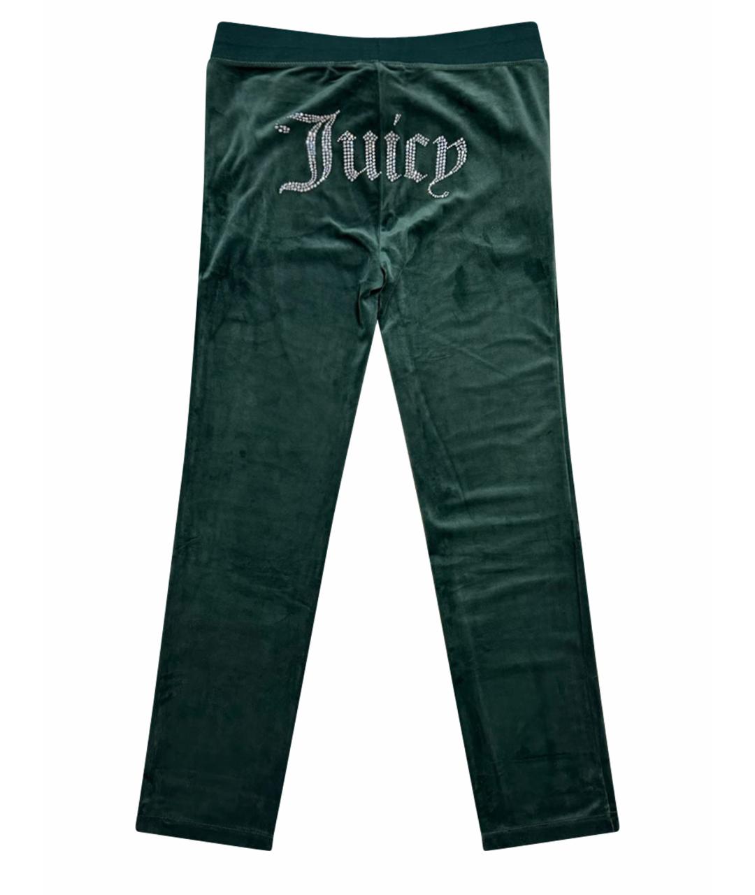 JUICY COUTURE Зеленые велюровые прямые брюки, фото 1
