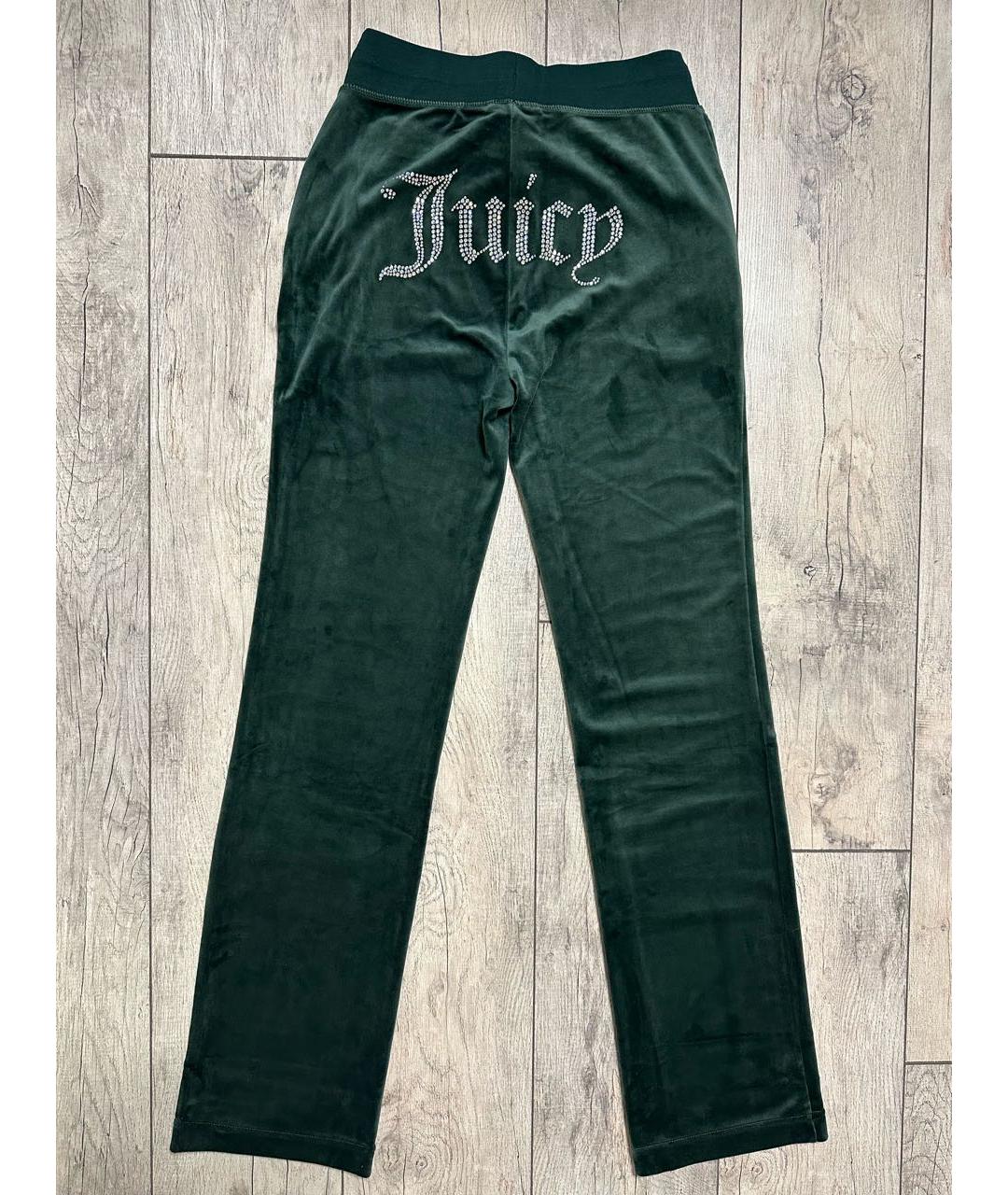 JUICY COUTURE Зеленые велюровые прямые брюки, фото 2