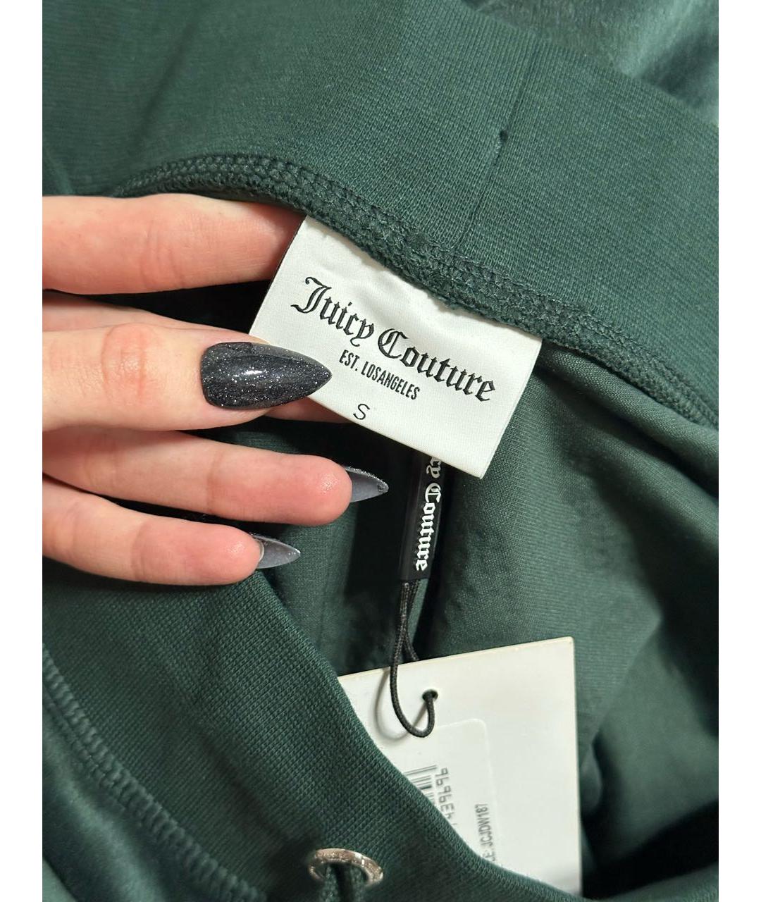 JUICY COUTURE Зеленые велюровые прямые брюки, фото 4