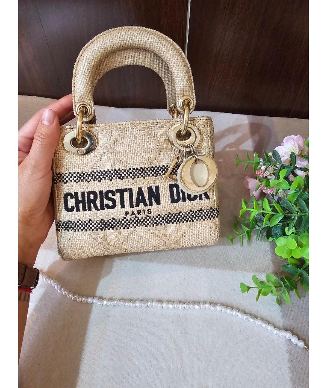 CHRISTIAN DIOR Бежевая сумка с короткими ручками, фото 6