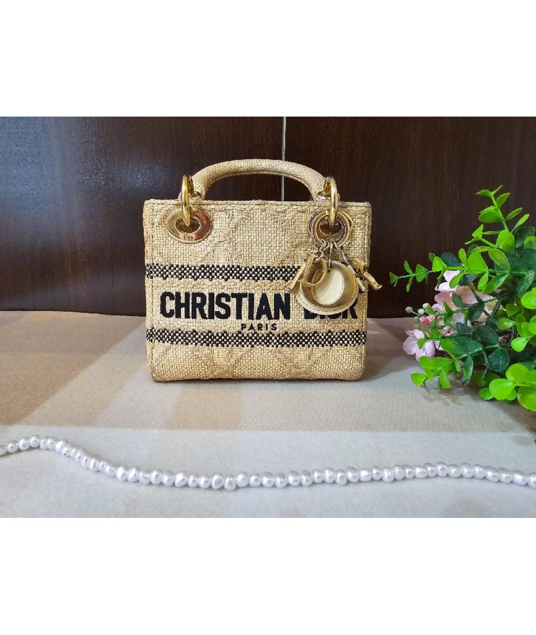 CHRISTIAN DIOR Бежевая сумка с короткими ручками, фото 10