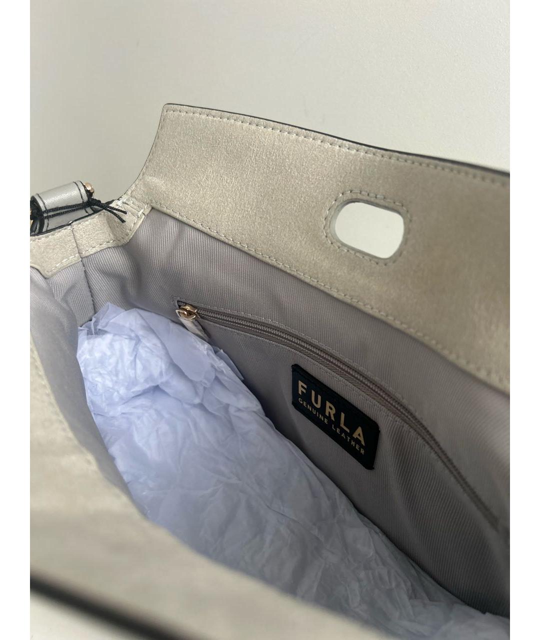 FURLA Серая кожаная сумка через плечо, фото 4